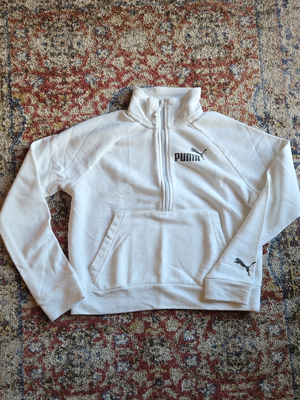 Puma half zip white sweatshirt front pockets Size XS